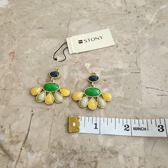 Stony Multi-Colored Stone Dangle Fashion Earrings - Picture 3 of 5